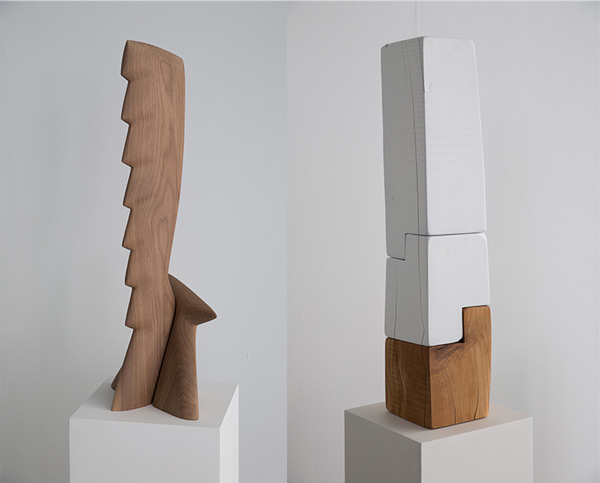 two wooden sculpture by fitzhugh karol 1